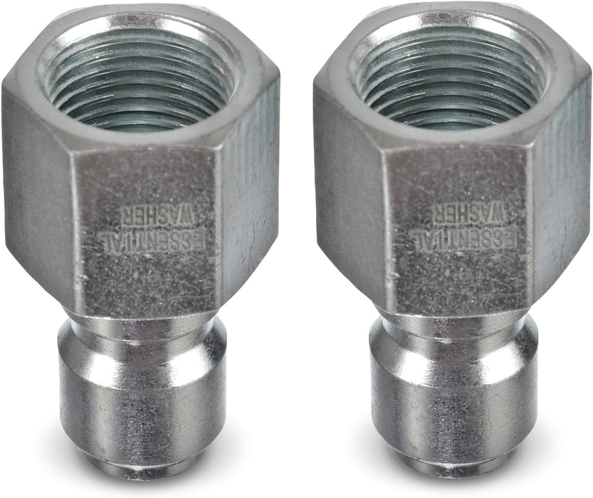 ESSENTIAL WASHER Plated Steel 3/8" Female Quick Connect Fittings Pressure Washer - Pressure Washer Plugs, 4200 PSI, 2 Pack