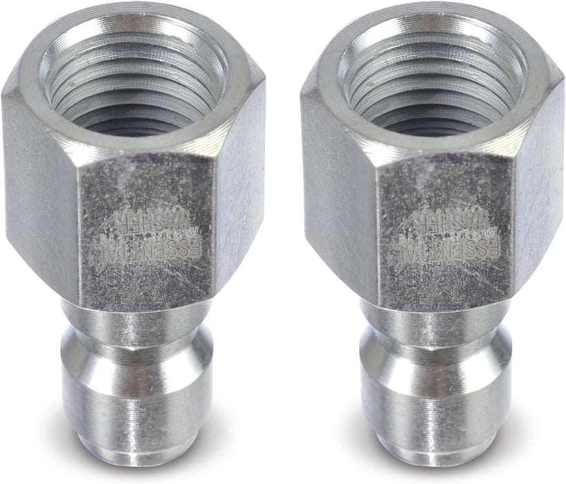 ESSENTIAL WASHER Plated Steel 1/4" Female Quick Connect Fittings Pressure Washer - Pressure Washer Plugs, 4200 PSI, 2 Pack