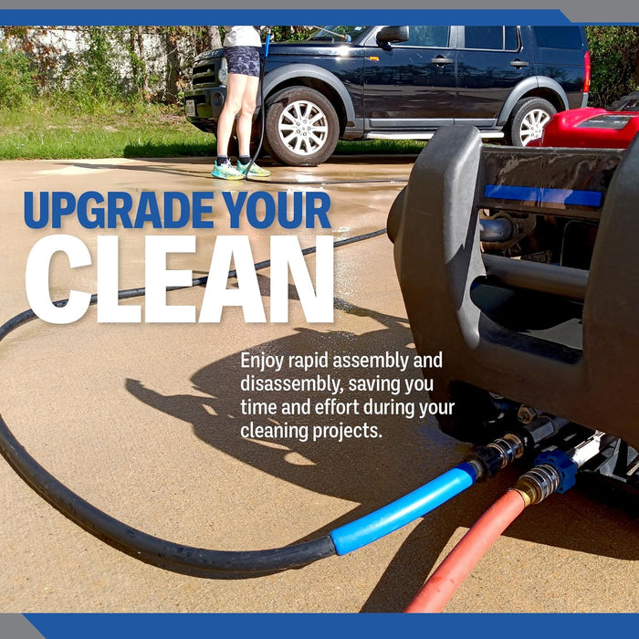 ESSENTIAL WASHER Pressure Washer Hose Quick Connect Kit, M22-14mm to 3/8' Male Female, Includes 2 Female & 2 Male M22-14mm Plugs, 2 Male Garden Hose Plugs, 2 Female Garden Hose QC, O-Rings