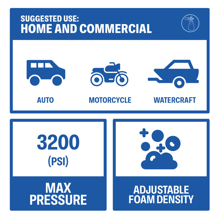 Pressure Washer 90 Degree Premium Foam Cannon with Stainless Steel QC Plug