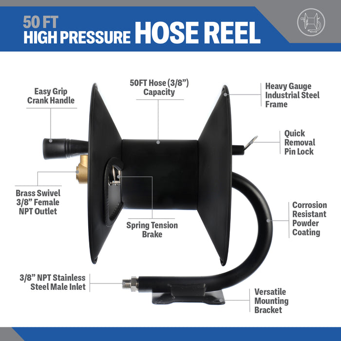 Pressure Washer 100 FT Hose Reel  Commercial Grade — ESSENTIAL WASHER