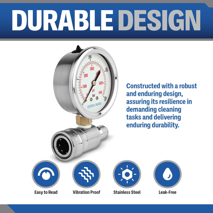 Pressure Washer 3/8 Inch Quick Connect with Plug Gauge Kit