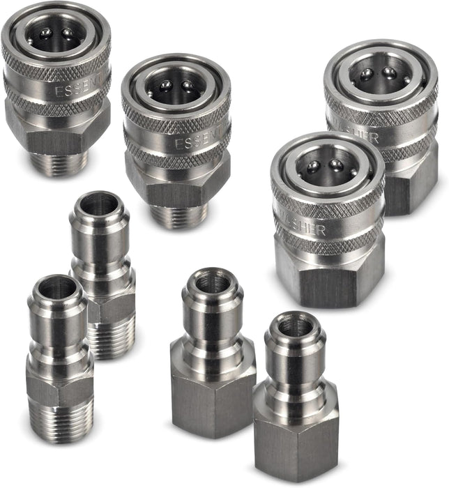 Pressure Washer 3/8" Stainless Steel Quick Connect Fittings | 8 Pieces in Total