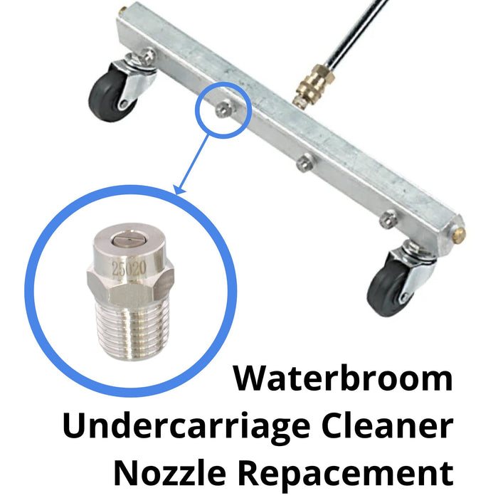 Stainless Steel Nozzle Tip for Surface Cleaner Pressure Washer Broom and Undercarriage | 4000 PSI | 1/4" Inch Male NPT | 25 Degree 2.0 Orifice