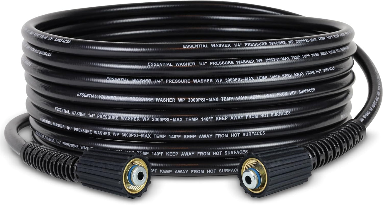 ESSENTIAL WASHER Pressure Washer Hose 25FT 1/4" | 3000 PSI Power Washer Hose M22F 14mm PVC Kink Free