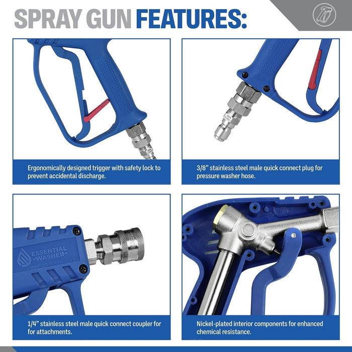 Pressure Washer Gun With Quick Connect & M22 Adaptors