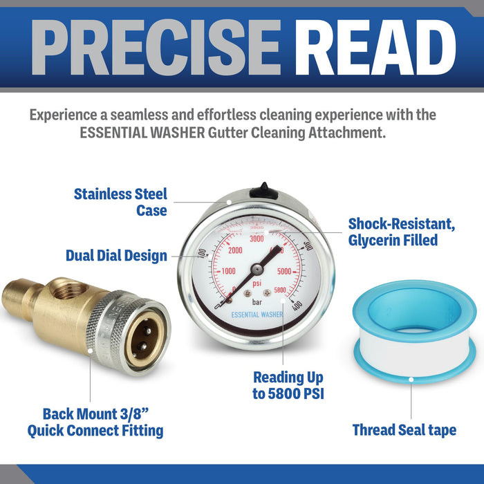 Pressure Washer 3/8 Inch Quick Connect with Plug Gauge Kit