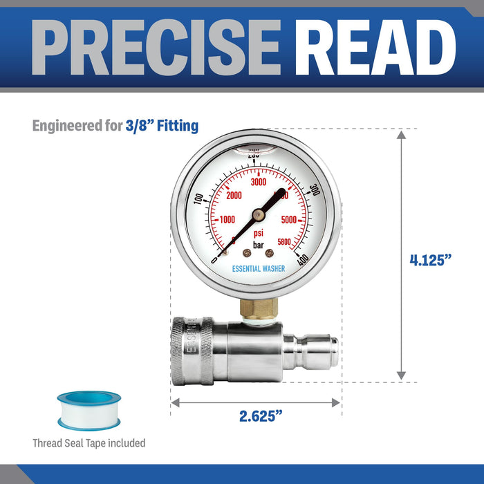 Pressure Washer 3/8 Inch Quick Connect with Plug Gauge Kit