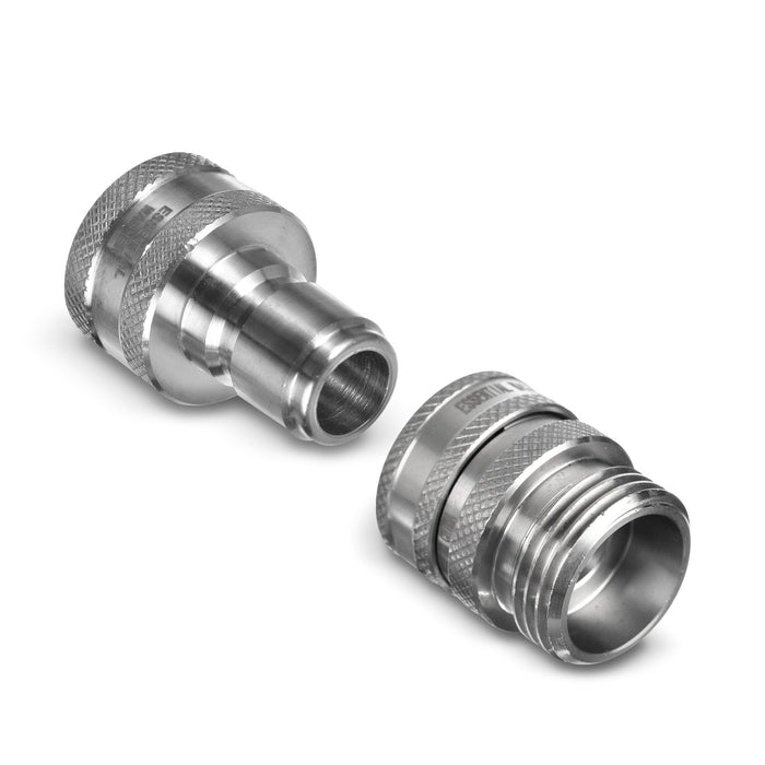 Redesigned 3/4" Garden Hose Quick Connect Set | Solid Stainless Steel Fittings