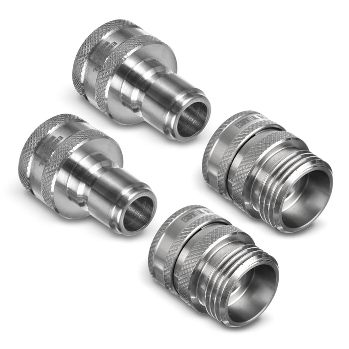 Redesigned 3/4" Garden Hose Quick Connect Set | Solid Stainless Steel Fittings