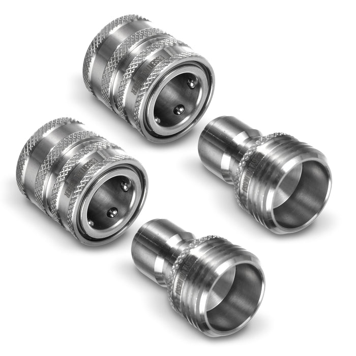 Garden Hose Quick Connect Set | Premium Solid Stainless Steel 3/4" Hose Fittings