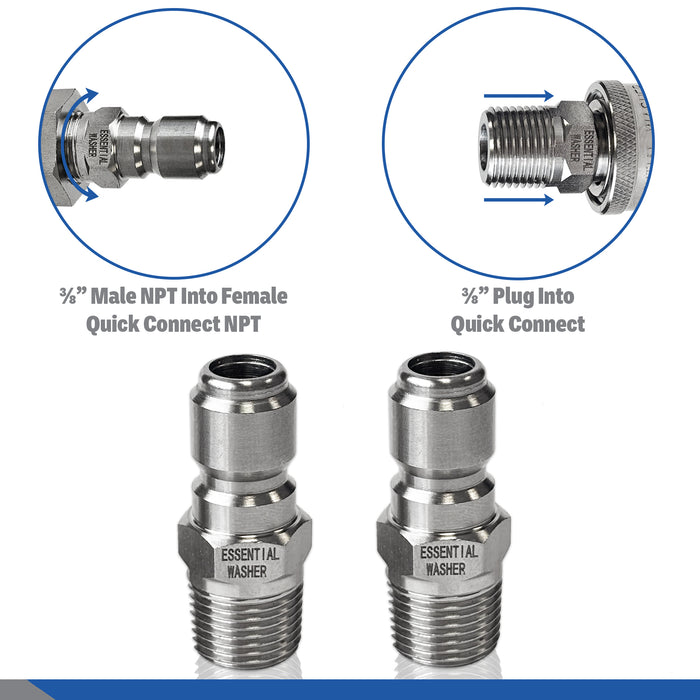 Pressure Washer Stainless Steel 3/8” Plug Male NPT Fittings
