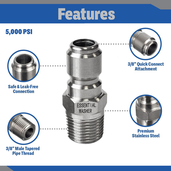 Pressure Washer Stainless Steel 3/8” Plug Male NPT Fittings