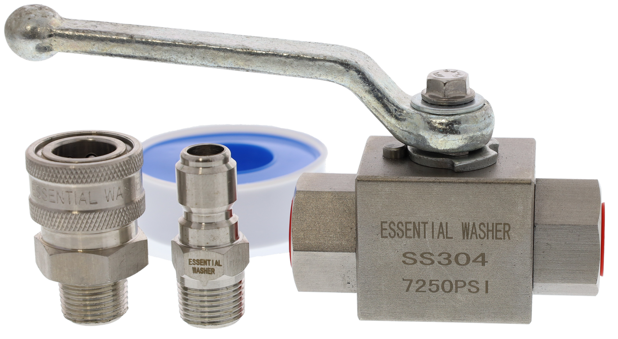 Stainless Steel High Pressure Ball Valve 7250 PSI | 2 Port 3/8" NPT Female With Coupler And Plug