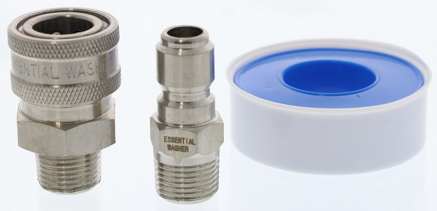 Stainless Steel High Pressure Ball Valve - 2 Port 3/8" NPT Female with Stainless Steel Coupler and Plug - 7250 PSI