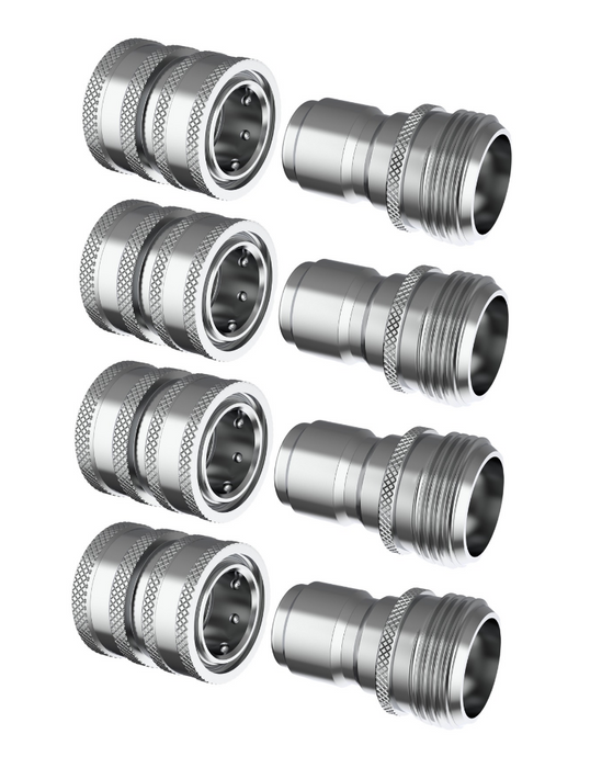 Garden Hose Quick Connect Set | Premium Stainless Steel 3/4" Quick-Connect Fittings | 4x4