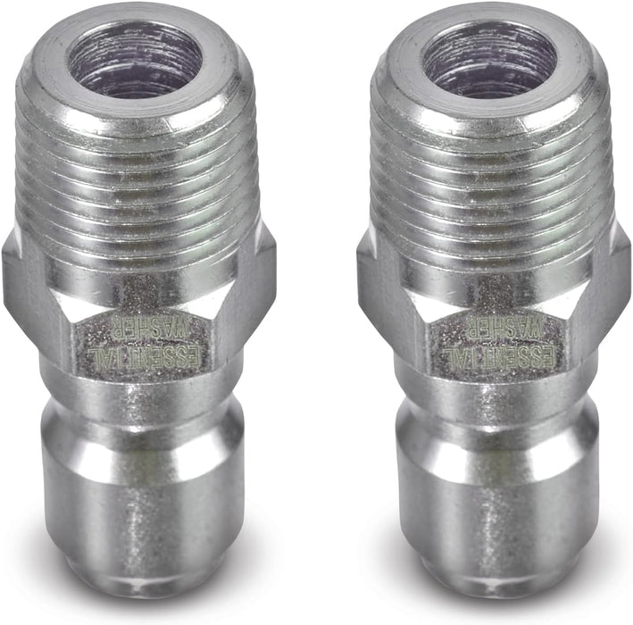 ESSENTIAL WASHER Plated Steel 3/8" Male Quick Connect Fittings Pressure Washer - Pressure Washer Plugs, 4200 PSI, 2 Pack