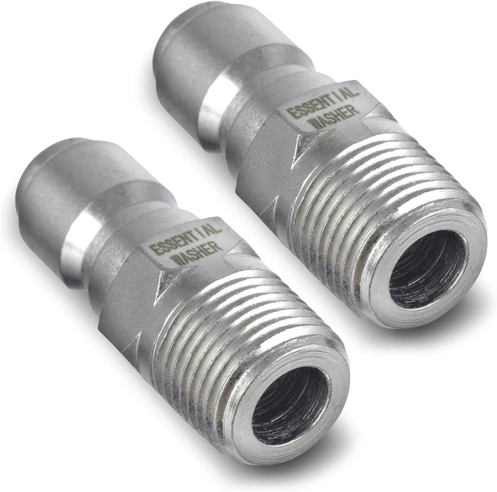 ESSENTIAL WASHER Plated Steel 3/8" Male Quick Connect Fittings Pressure Washer - Pressure Washer Plugs, 4200 PSI, 2 Pack