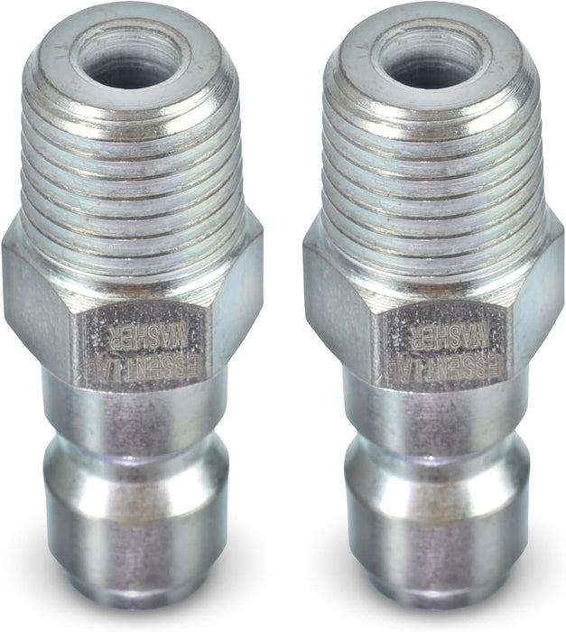 ESSENTIAL WASHER Plated Steel 1/4" Male Quick Connect Fittings Pressure Washer - Pressure Washer Plugs, 4200 PSI, 2 Pack