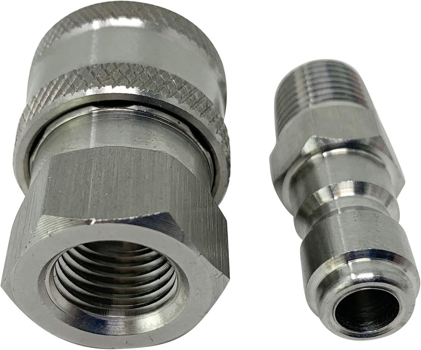 ESSENTIAL WASHER Pressure Washer Fittings Stainless Steel Quick Connect Coupler Socket/Plug Adapter Set (QC Socket/Plug Set - 3/8 Inch (F-NPT/M-NPT))
