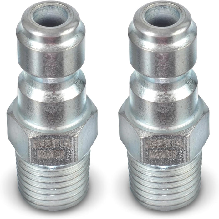 ESSENTIAL WASHER Plated Steel 1/4" Male Quick Connect Fittings Pressure Washer - Pressure Washer Plugs, 4200 PSI, 2 Pack
