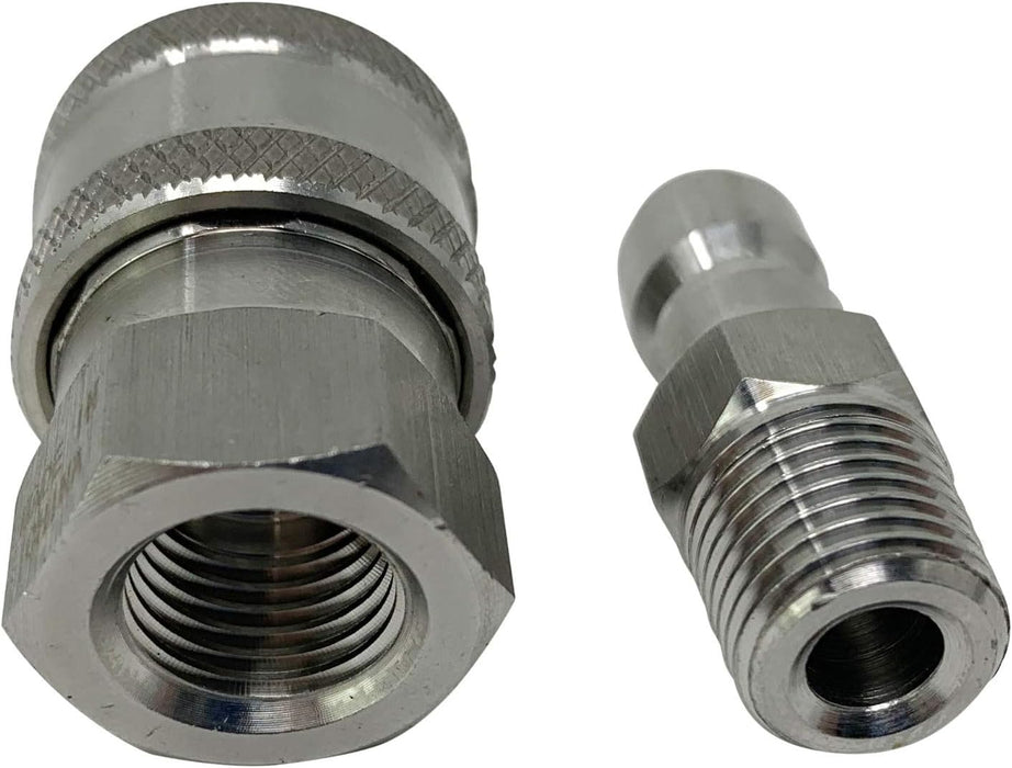 ESSENTIAL WASHER Pressure Washer Fittings Stainless Steel Quick Connect Coupler Socket/Plug Adapter Set (QC Socket/Plug Set - 3/8 Inch (F-NPT/M-NPT))