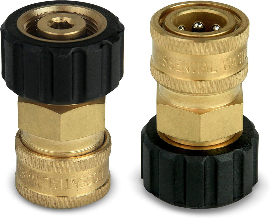 ESSENTIAL WASHER M22 15mm Quick Connect Adapter to 3/8" Quick Connect Coupler for 5000 PSI Pressure Washer Gun | 2 Pack